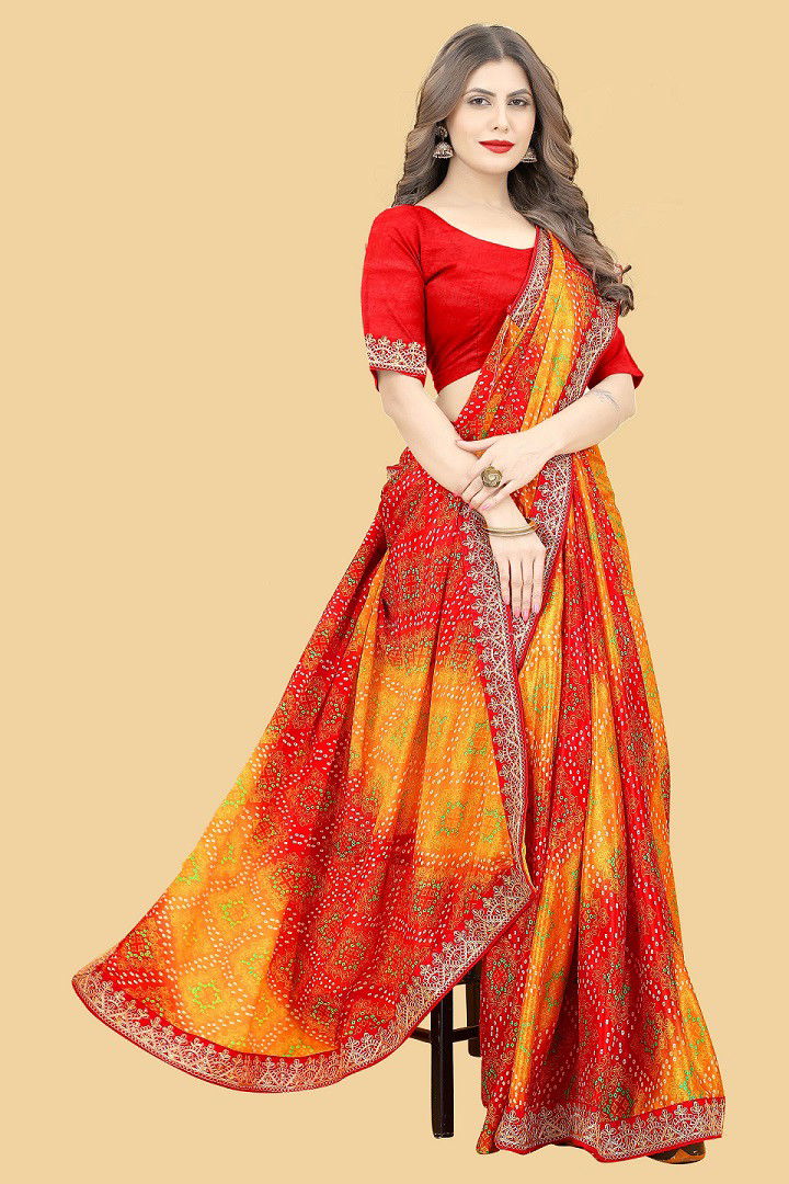 Mayurika 1 Bandhej Printed Chinon Silk Saree Collection